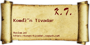 Komán Tivadar névjegykártya