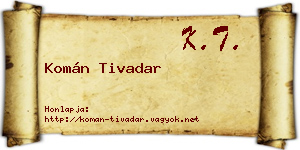 Komán Tivadar névjegykártya